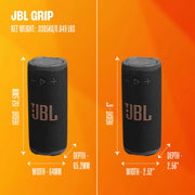 JBL Grip Portable Bluetooth Speaker, Bold JBL Pro Sound with AI Sound Boost, IP68 Waterproof and Dustproof, Drop-Proof, Integrated Ambient LED Light, Up to 14 Hours Playtime, Black