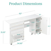 Best Choice Products Large Folding Sewing Table, Multipurpose Craft Station with Lockable Wheels, Magnetic Doors, Storage Shelves, Gray, SKY7179