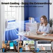TASKBAY 10K BTU Window Air Conditioner, 4-in-1 Cooling Unit, Washable Mesh Filter, White, WAC004