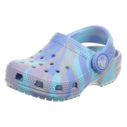 Crocs Kids Classic Marbled Tie Dye Clog, Moon Jelly Multi, Lightweight Waterproof Breathable, 1 Little Kid, 207002