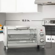 Black+Decker Crisp N Bake Air Fry 4-Slice Toaster Oven, 1150 Watts, 5 Cooking Functions, Gray, TO1785SG