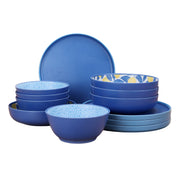 Mainstays MS262407026S12B Bamboo Melamine 12-Piece Dinnerware Set, Lemon & Blue, Service for 4
