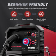 ARCCAPTAIN MIG130 130A MIG Welder, 110V Flux Core MIG Welder/Lift TIG/Stick 3 in 1 Welding Machine