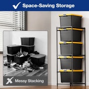 WorkPro W082177AW 250 LBS 5-Tier Bin Storage Rack for 27-Gallon Totes, Heavy Duty Metal Shelving Units, Black