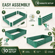 Land Guard Raised Garden Bed, Galvanized Metal Rectangle Planter Kit, 8x4x1 ft, Forest Green