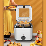 Aoresac HB0109US 12L Electric Deep Fryer, 2500W Dual Tank Stainless Steel Fish Fryer, 6L x 2