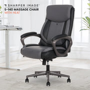 Sharper Image S-140 Massage and Heat Office Chair, Gray/Black