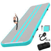FUNTOK 4'' 13 ft Inflatable Tumbling Mat w/ Electric Pump, Green