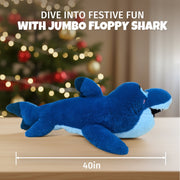 Ready to Hug Jumbo Floppy Shark Plush, Oversized 40 in Blue Stuffed Animal