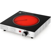Ovente Infrared Ceramic Single Burner Electric Hot Plate, 1200W, Black Crystalline Glass, Portable Stainless Steel Cooktop, BGI301GB