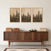 TOARTi Pine Tree Framed Canvas Wall Art Set, Natural Woodland Landscape, Vintage Brown, 16x24 in
