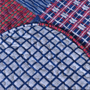 Jessy Home Plaid Patchwork Quilt, Reversible, Red and Blue, Queen Size