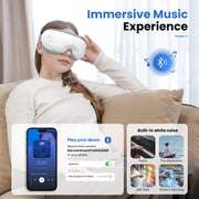 Bob And Brad EM-30 Eye Massager with Heat, Dual-Layer Acupressure Pads, Bluetooth Music, Foldable Design, White
