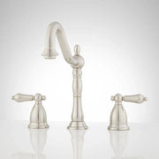 Victorian Gooseneck Lavatory Faucet - Metal Lever Handles - Brushed Nickel-LEAD FREE