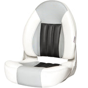 Tempress ProBax Orthopedic Folding High Back Boat Seat, White Gray Carbon, Marine Grade Vinyl, Stainless Steel Hardware, 68454