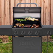 Expert Grill 4-Burner Propane Gas Grill with 12,000 BTU Side Burner, Graphite Finish, 60,000 BTU Cooking Power
