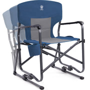Heng Feng Ever Advanced Rocking Camping Chair, Foldable Outdoor Rocker with Removable Cup Holder, Steel Frame Supports 300 lbs, Blue