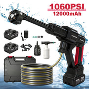 CATGOOD Cordless Pressure Washer, 1060 PSI, 2.8 GPM, 3-Speed Settings, 6-in-1 Adjustable Nozzle, 16.4ft Hose, Portable Power Cleaner, Black, HG0515-BK-2B