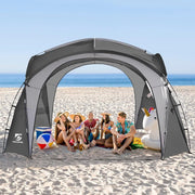 Yuyuanxiang Easy Beach Tent Canopy, 12x12ft Waterproof Polyester with UPF 50+ Sun Protection, Detachable Silver-Coated Side Walls, Stability Poles, Ground Pegs, Gray, UNC-1212-GY