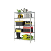 Hyper Tough A80Z-3 24 Inc D x48 Inch Wx72 Inch H 5 Shelf Commercial Wire Shelving Silver Steel Each Shelf Capacity 800 lbs