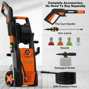 HiJob S2HJ-VC03 Electric Pressure Washer 4000 PSI Pressure Washers w/ 20 ft Hose 4 Nozzles Max 2.6 GPM Power Washers