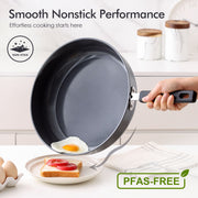 Sensarte Ceramic Nonstick Deep Frying Pan Skillet, 5 QT, Gray, Induction Compatible, With Lid, Heat-Resistant Handle, SJ3230L