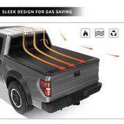 LEDKINGDOMUS MWMUS0005226MW 6.4ft Soft Tri-Fold Truck Bed Cover, Dual-Coated PVC with Aluminum, Black