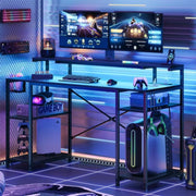 Bestier Gaming Desk with LED Light & Outlets