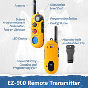 E-Collar Technologies EZ-900 Easy Educator Dog Training Collar, -Mile Range, Waterproof, Static Vibration and Tone Modes, Biothane Strap