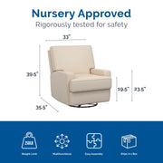 Baby Relax Rylan 4-in-1 Swivel Glider Rocker Recliner Chair, White, Polyester Velvet Upholstery, Pocketed Coil Foam Seat, NS010WHO