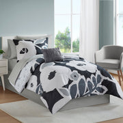 Mainstays 11-Piece Reversible Comforter and Sheet Bedding Set, Cream Ruffle Floral, Queen