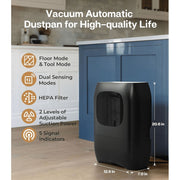 VicTsing Touchless Automatic Dustpan Vacuum with Infrared Sensor, 2 Cleaning Modes, 6 Disposable Dust Bags, Nozzle Attachment, Electric Floor Cleaner for Pet Hair and Home Use, GEHM914CBUSPT