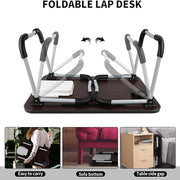 VINAUO Foldable Lap Desk, 23.6in Extra Large Laptop Bed Tray Table with Drawer, Black