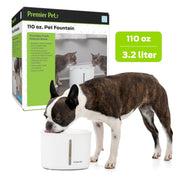 Premier Pet GWW00-18132 Automatic Water Fountain, 110 oz Capacity, Dual-Filter System, Adjustable Flow Control, White