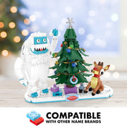 Brickcraft Rudolph The Red-Nosed Reindeer Bumble and Rudolph Christmas Tree Building Bricks Set, 494 Pieces, Holiday Collectible Display