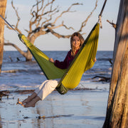 CORE Single Camping Hammock, Durable 300-Thread Diamond Ripstop Nylon, 500 lb Capacity, Quick 2-Minute Setup, Electric Green, Includes Tree Straps and Carry Bag, 40285