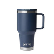 YETI Rambler 30 Oz Travel Mug, Stainless Steel, Vacuum Insulated, Leakproof Quick-Flip Straw Lid, Easy-Grip Handle, Cup Holder Compatible, Navy