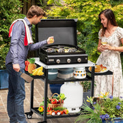 G TALECO GEAR Outdoor Grill Cart, Stainless Steel, Three Shelves, Movable Kitchen Island for BBQ Food Prep