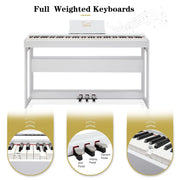 Glarry GDP-104 88 Keys Digital Piano Full Weighted Keyboards for Kids Beginner, White