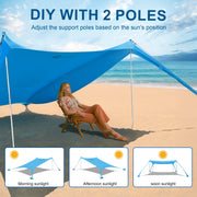 Easierhike 10x10 Beach Tent Sun Shelter, UPF 50+ Sun Protection, Windproof, Water-Resistant, Portable with Carry Bag, Royal Blue