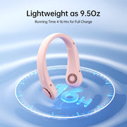 JISULIFE Portable Neck Fan, Rechargeable Wearable Bladeless Fan, Hands-Free Cooling, Quiet 25dB, 5 Speeds, 16H Battery Life, Pink