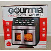 Gourmia 8 Qt Digital Air Fryer with Window and Light, Black Stainless, 7 One-Touch Functions, 450F Cooking, NC6232432