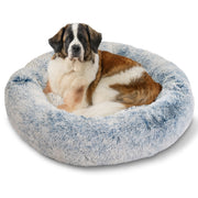 Best Friends by Sheri Original Calming Donut Dog and Cat Bed, Shag Faux Fur, Denim Blue, XL 45in, 70600