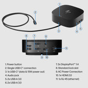 HP USB-C G5 Universal Docking Station, 11-in-1 Adapter with HDMI, DisplayPort, USB-C, USB 3.0, Ethernet, Black