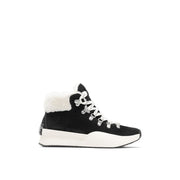 Sorel Out N About III Conquest Women's Waterproof Boot, Black Sea Salt, Lace-Up, Suede with Faux Fur Trim, Rubber Sole, Wedge Heel, Size 7.5, 1977201