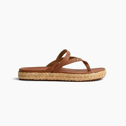 Reef Vista Carmen Women's Sandals, Vegan Leather with Raffia Wrapping, Cushioned PU Footbed, Flexible Rubber Outsole, Cocoa, Size 6M, CJ6486