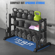 COFUNOK Dumbbell Rack, 3-Tier Adjustable Heavy-Duty Weight Stand, 1100LB Capacity, Black