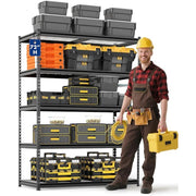 WORKPRO W082138AR 5-Tier Heavy Duty Metal Shelving Unit, Adjustable Storage Rack, Black, 72in H x 48in W x 24in D, 4000 lbs Capacity