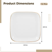 Hygivital Ceramic Jewelry Tray Set, 12 Pcs 4.5 Inch Square White Ring Dish Organizer with Gold Borders