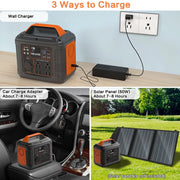 SBAOH Portable Power Station P302, 296Wh Lithium Battery Generator, 300W AC Outlets, 13 Output Ports, Portable Handle, Emergency Flashlight